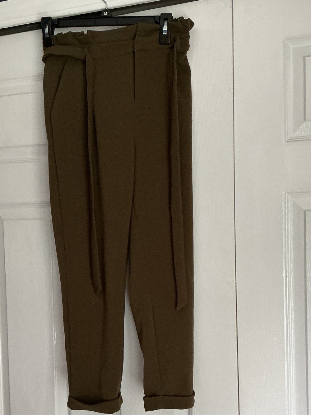 NOBO Olive Paperbag Waist Tapered Ankle Pants